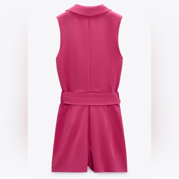 NWT ZARA BUCKLE BELT BLAZER JUMPSUIT FUCHSIA SIZE M NWT - Picture 5 of 6